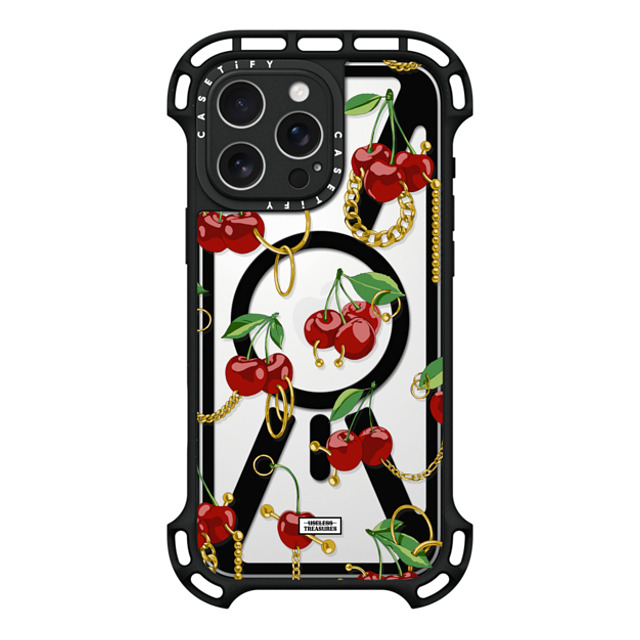 Useless Treasures x CASETiFY iPhone 16 Pro Max ケース ブラック ウルトラ バウンスケース MagSafe対応 Cherry Bling By Useless Treasures