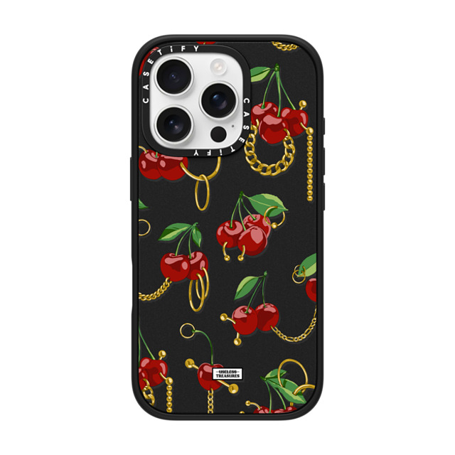 Useless Treasures x CASETiFY iPhone 16 Pro ケース マットブラック インパクトケース MagSafe対応 Cherry Bling By Useless Treasures