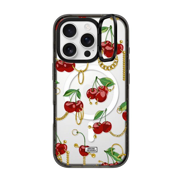 Useless Treasures x CASETiFY iPhone 16 Pro ケース ブラック インパクトリングスタンドケース MagSafe対応 Cherry Bling By Useless Treasures