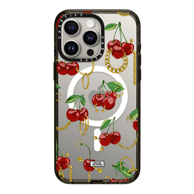 Useless Treasures x CASETiFY iPhone 15 Pro Max ケース ブラック インパクトケース MagSafe対応 Cherry Bling By Useless Treasures