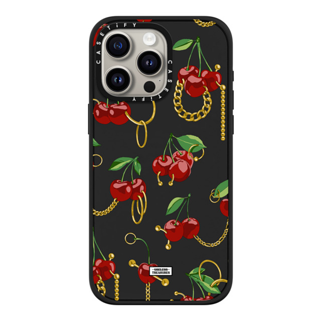 Useless Treasures x CASETiFY iPhone 15 Pro Max ケース マットブラック インパクトケース MagSafe対応 Cherry Bling By Useless Treasures