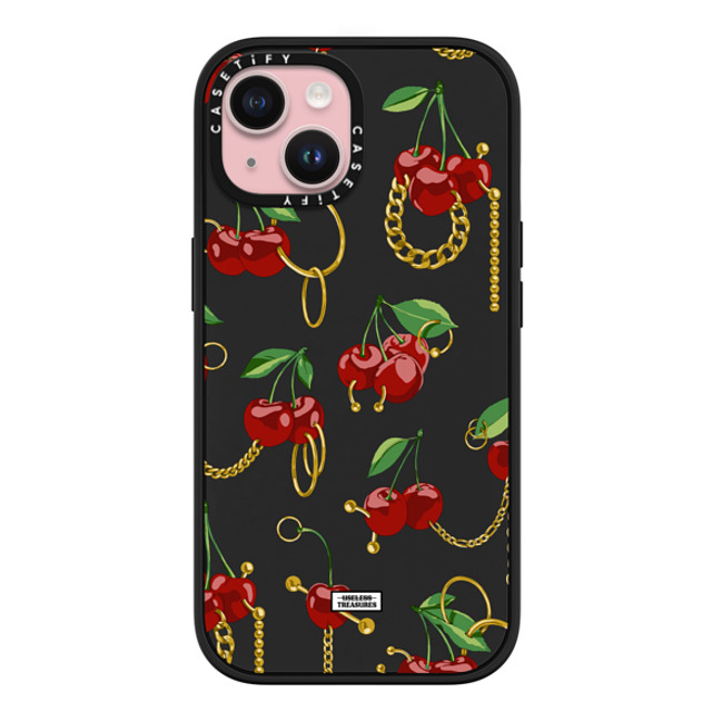 Useless Treasures x CASETiFY iPhone 15 ケース マットブラック インパクトケース MagSafe対応 Cherry Bling By Useless Treasures