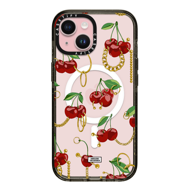 Useless Treasures x CASETiFY iPhone 15 ケース ブラック インパクトケース MagSafe対応 Cherry Bling By Useless Treasures