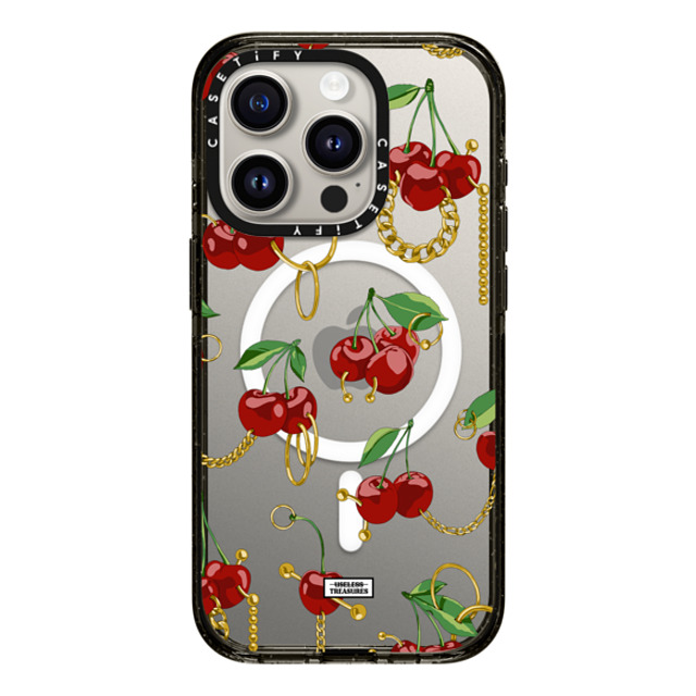 Useless Treasures x CASETiFY iPhone 15 Pro ケース ブラック インパクトケース MagSafe対応 Cherry Bling By Useless Treasures