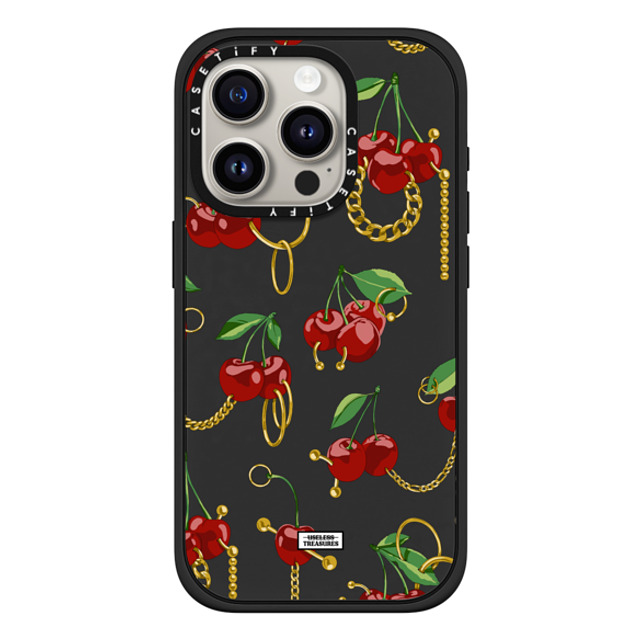 Useless Treasures x CASETiFY iPhone 15 Pro ケース マットブラック インパクトケース MagSafe対応 Cherry Bling By Useless Treasures