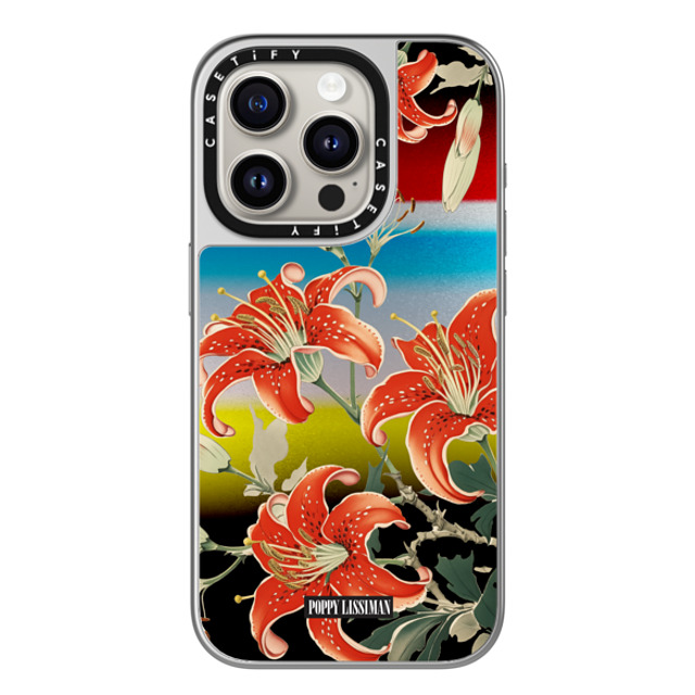 Poppy_Lissiman x CASETiFY iPhone 15 Pro Case Floral シルバー (シルバーバンパー) ミラーケース MagSafe対応 Red Lilies Case - Mirror Case Edition Back to School Poppy_Lissiman x CASETiFY iPhone 15 Pro Case Floral シルバー (シルバーバンパー) ミラーケース MagSafe対応 Red Lilies Case - Mirror Case Edition Back to School