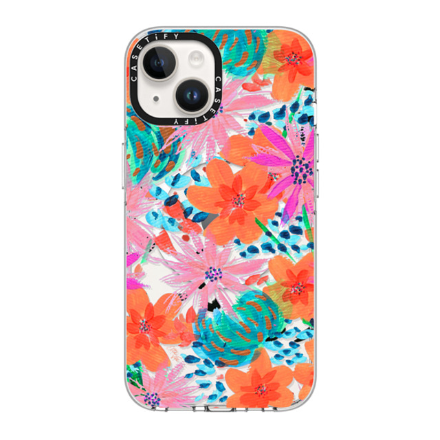 EttaVee x CASETiFY iPhone 14 Case Clear Clear Case MagSafe Compatible Painted Flowers by EttaVee EttaVee x CASETiFY iPhone 14 Case Clear Clear Case MagSafe Compatible Painted Flowers by EttaVee
