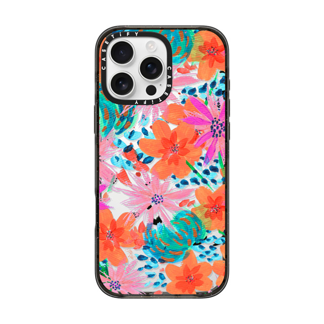 EttaVee x CASETiFY iPhone 16 Pro Max Case Black Impact Case Painted Flowers by EttaVee EttaVee x CASETiFY iPhone 16 Pro Max Case Black Impact Case Painted Flowers by EttaVee