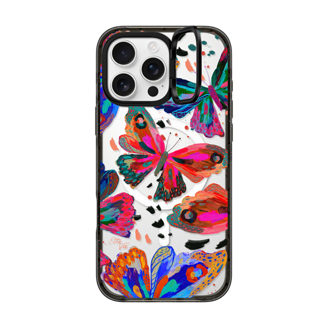 EttaVee x CASETiFY iPhone 16 Pro Max ケース ブラック インパクトリングスタンドケース MagSafe対応 Colorflies by EttaVee