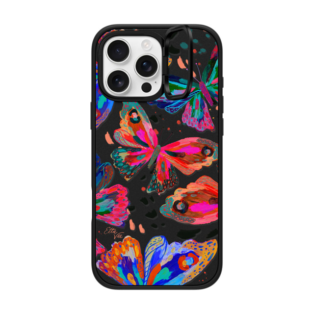 EttaVee x CASETiFY iPhone 16 Pro Max ケース マットブラック インパクトリングスタンドケース MagSafe対応 Colorflies by EttaVee