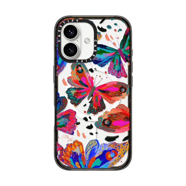 EttaVee x CASETiFY iPhone 16 ケース ブラック インパクトケース MagSafe対応 Colorflies by EttaVee