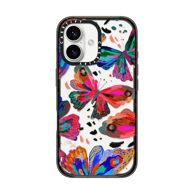 EttaVee x CASETiFY iPhone 16 ケース ブラック インパクトケース Colorflies by EttaVee