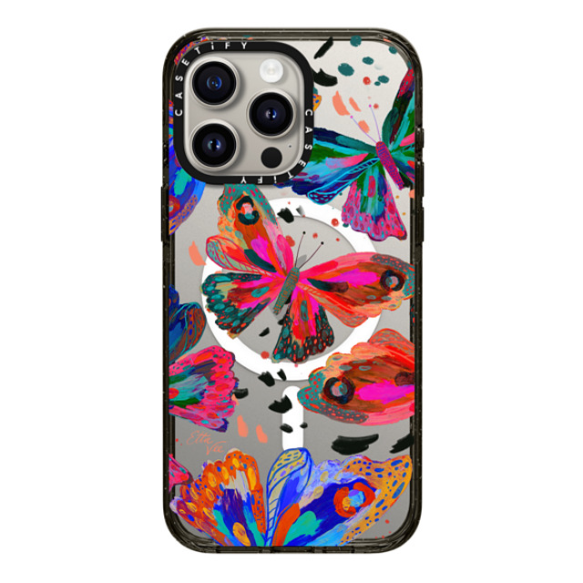 EttaVee x CASETiFY iPhone 15 Pro Max ケース ブラック インパクトケース MagSafe対応 Colorflies by EttaVee