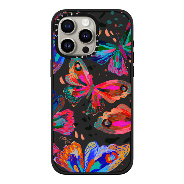 EttaVee x CASETiFY iPhone 15 Pro Max ケース マットブラック インパクトケース MagSafe対応 Colorflies by EttaVee