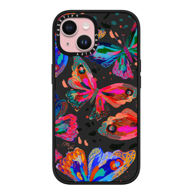 EttaVee x CASETiFY iPhone 15 ケース マットブラック インパクトケース MagSafe対応 Colorflies by EttaVee