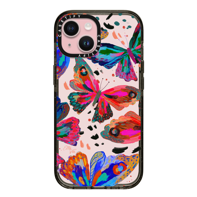 EttaVee x CASETiFY iPhone 15 ケース ブラック インパクトケース Colorflies by EttaVee