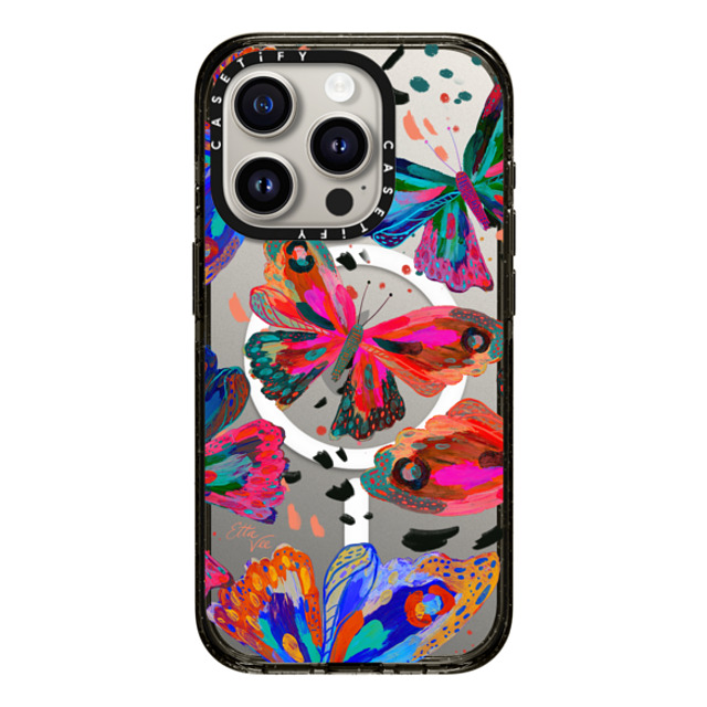 EttaVee x CASETiFY iPhone 15 Pro ケース ブラック インパクトケース MagSafe対応 Colorflies by EttaVee