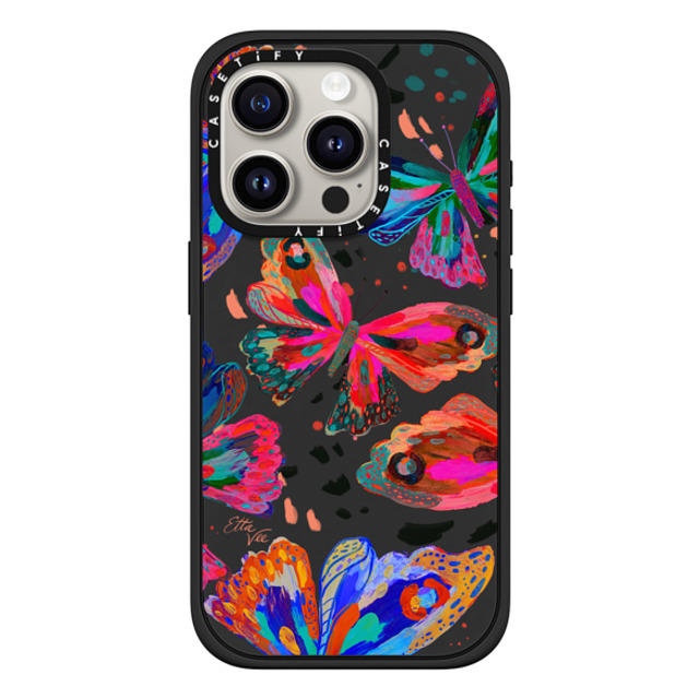 EttaVee x CASETiFY iPhone 15 Pro ケース マットブラック インパクトケース MagSafe対応 Colorflies by EttaVee