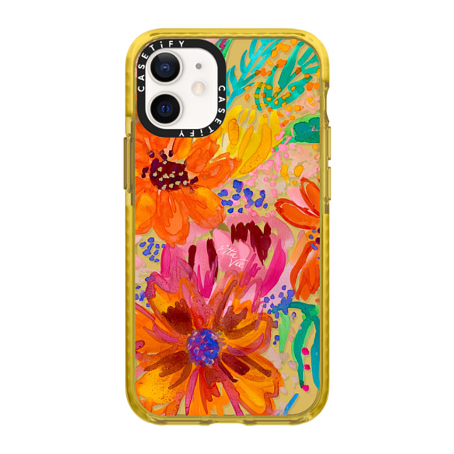 EttaVee x CASETiFY iPhone 12 mini ケース イエロー インパクトケース EttaVee Watercolor Fleurs