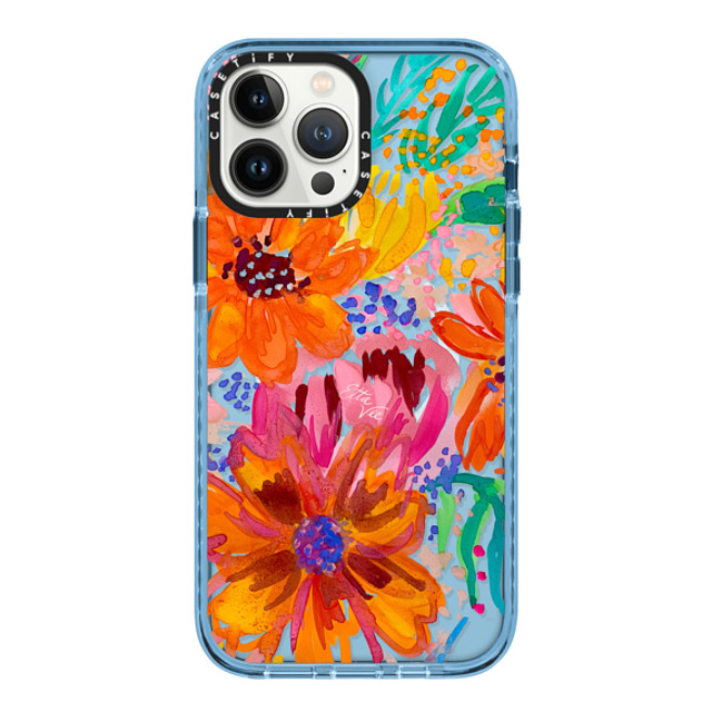 EttaVee x CASETiFY iPhone 13 Pro Max ケース Sierra Blue インパクトケース MagSafe対応 EttaVee Watercolor Fleurs