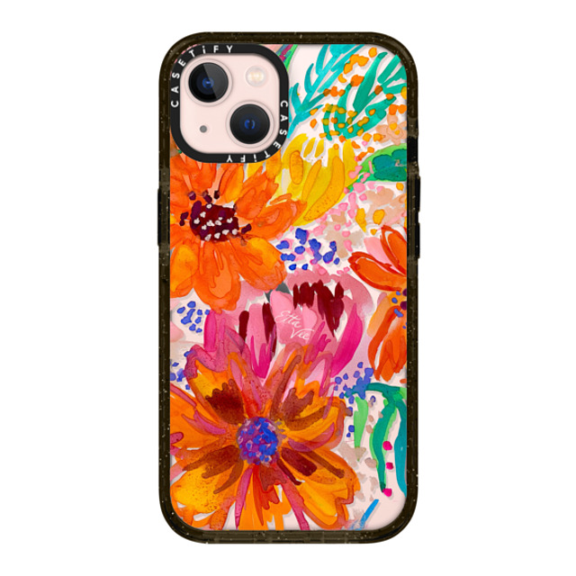 EttaVee x CASETiFY iPhone 13 ケース ブラック インパクトケース EttaVee Watercolor Fleurs