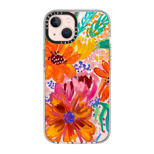 EttaVee x CASETiFY iPhone 13 ケース クリア クリア ケース MagSafe対応 EttaVee Watercolor Fleurs