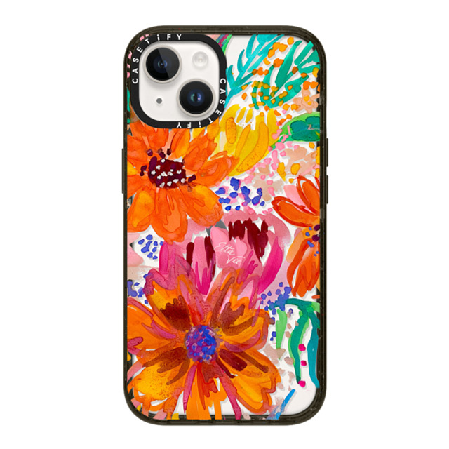 EttaVee x CASETiFY iPhone 14 ケース ブラック インパクトケース EttaVee Watercolor Fleurs