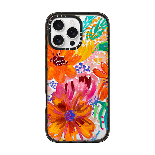 EttaVee x CASETiFY iPhone 16 Pro Max ケース ブラック インパクトケース MagSafe対応 EttaVee Watercolor Fleurs