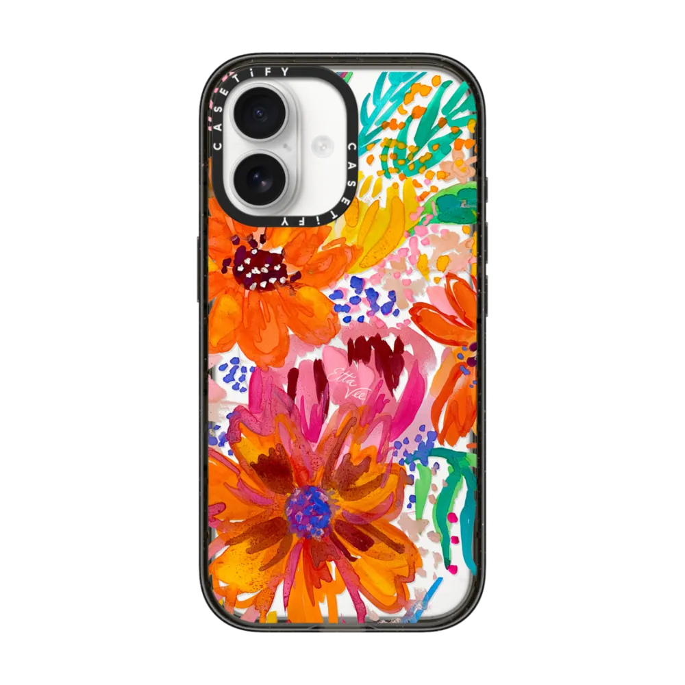 Impact Ring Stand iPhone 17 Pro Max Case MagSafe Compatible - EttaVee Watercolor Fleurs