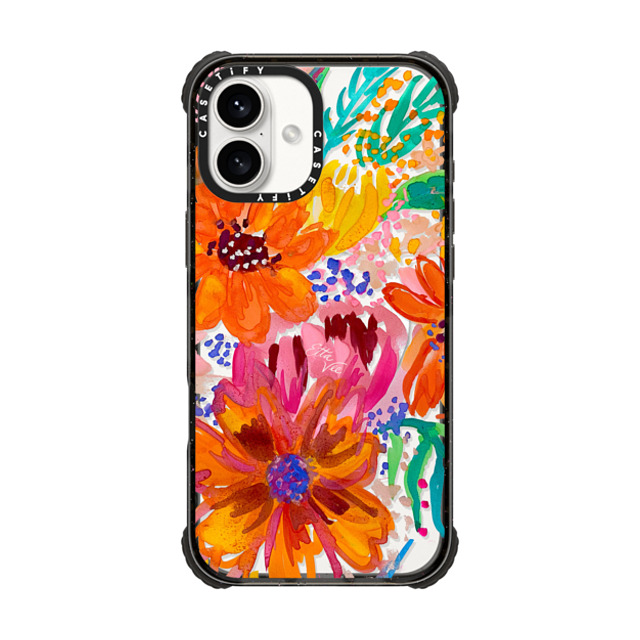 EttaVee x CASETiFY iPhone 16 Plus ケース ブラック ウルトラ インパクトケース MagSafe 対応 EttaVee Watercolor Fleurs