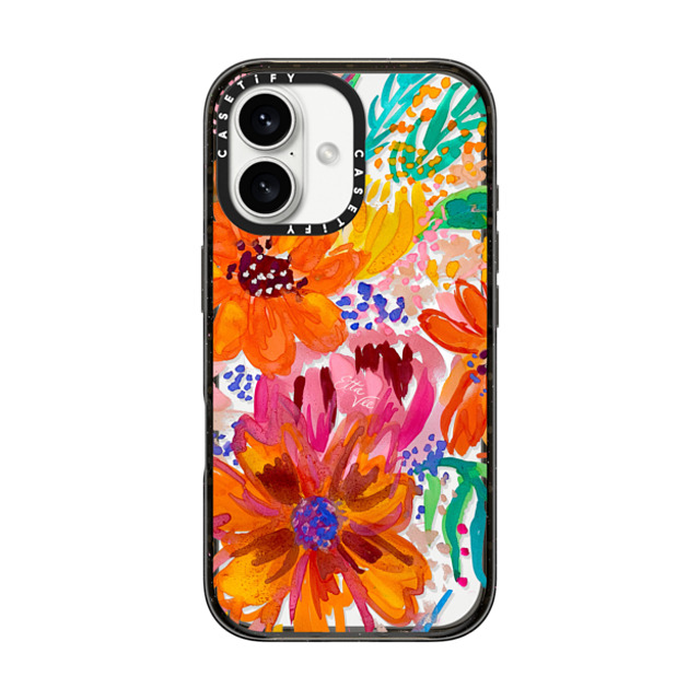 EttaVee x CASETiFY iPhone 16 ケース ブラック インパクトケース MagSafe対応 EttaVee Watercolor Fleurs