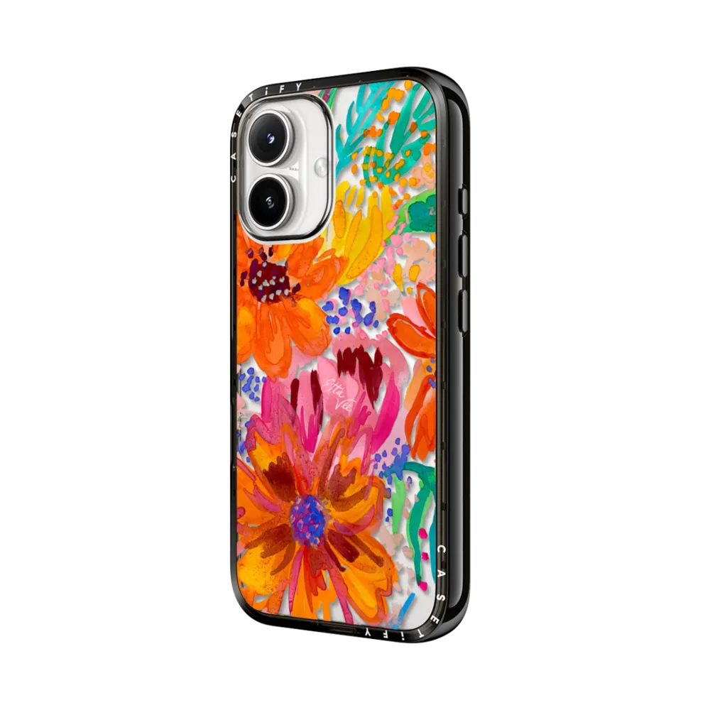 Compact iPhone 16 Plus Case MagSafe Compatible - EttaVee Watercolor Fleurs
