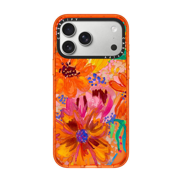 EttaVee x CASETiFY iPhone 17 Pro Max ケース Floral,Fine Art オレンジ インパクトケース MagSafe対応 EttaVee Watercolor Fleurs