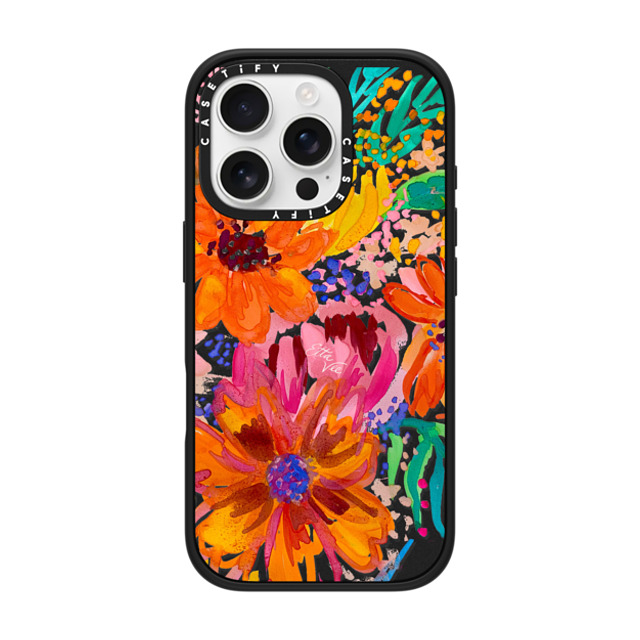 EttaVee x CASETiFY iPhone 16 Pro ケース マットブラック インパクトケース EttaVee Watercolor Fleurs