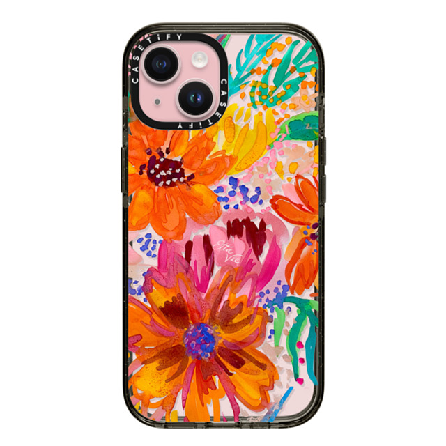 EttaVee x CASETiFY iPhone 15 ケース ブラック インパクトケース EttaVee Watercolor Fleurs