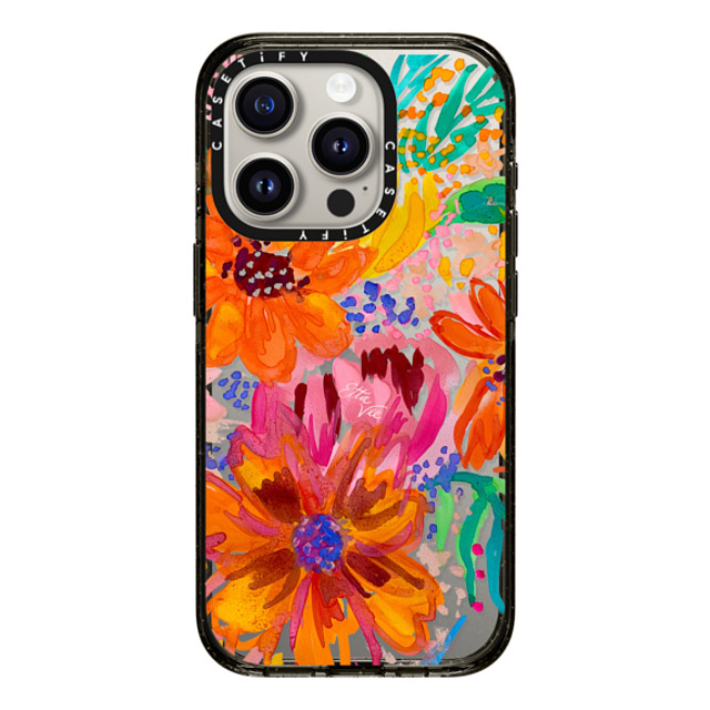 EttaVee x CASETiFY iPhone 15 Pro ケース ブラック インパクトケース EttaVee Watercolor Fleurs