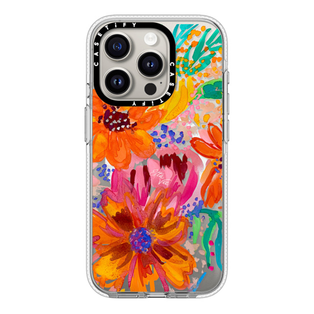 EttaVee x CASETiFY iPhone 15 Pro ケース クリア クリア ケース MagSafe対応 EttaVee Watercolor Fleurs