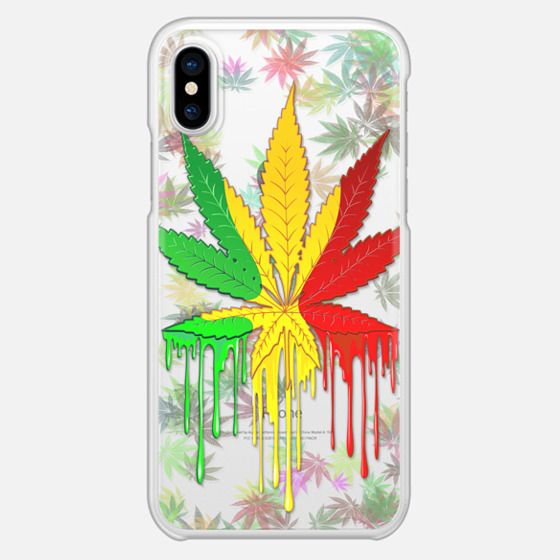 Marijuana Leaf Rasta Colors Dripping Paint