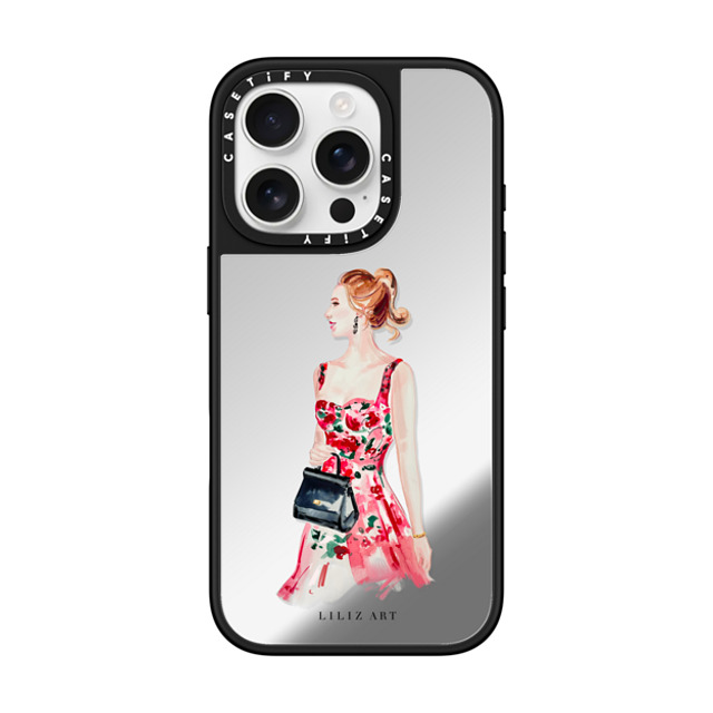Liliz Art x CASETiFY iPhone 16 Pro Case Silver on Black ミラーケース MagSafe対応 Lady On A Date Mother's Day Liliz Art x CASETiFY iPhone 16 Pro Case Silver on Black ミラーケース MagSafe対応 Lady On A Date Mother's Day