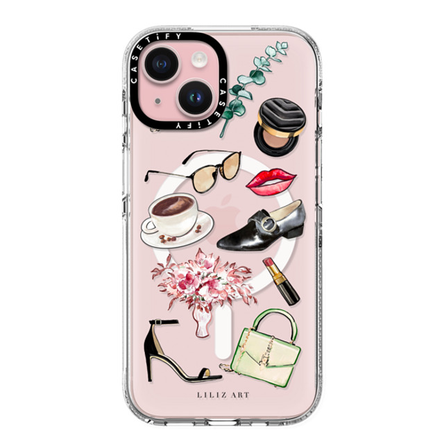 Liliz Art x CASETiFY iPhone 15 Case Clear Clear Case MagSafe Compatible My Daily Fashion Items Mother's Day Liliz Art x CASETiFY iPhone 15 Case Clear Clear Case MagSafe Compatible My Daily Fashion Items Mother's Day
