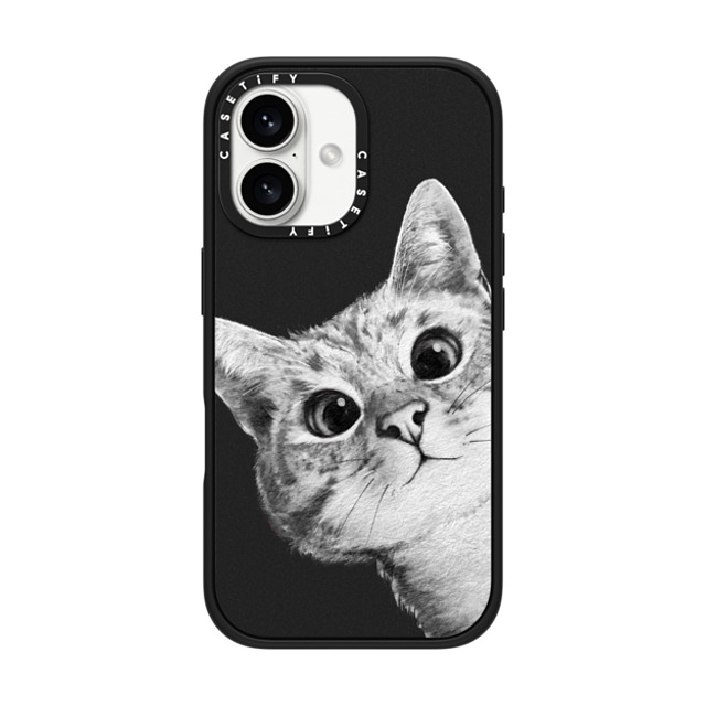 CASETiFY iPhone 16 Case Matte Black Impact Case 猫 peekaboo cat on rose gold CASETiFY iPhone 16 Case Matte Black Impact Case 猫 peekaboo cat on rose gold