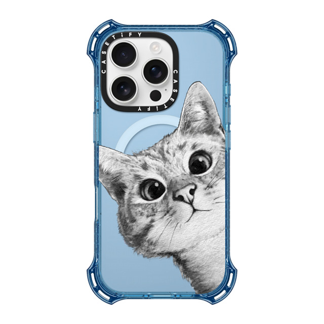 CASETiFY iPhone 16 Pro Case ベイビーブルー バウンスケース 猫 peekaboo cat on rose gold CASETiFY iPhone 16 Pro Case ベイビーブルー バウンスケース 猫 peekaboo cat on rose gold