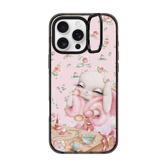 Trash Kitty Art x CASETiFY iPhone 16 Pro Max ケース ブラック インパクトリングスタンドケース MagSafe対応 Ballerina's Boudoir