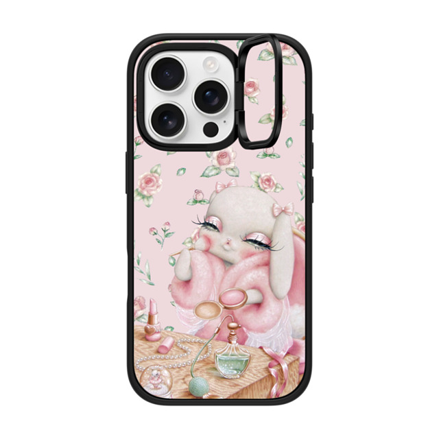 Trash Kitty Art x CASETiFY iPhone 16 Pro ケース マットブラック インパクトリングスタンドケース MagSafe対応 Ballerina's Boudoir