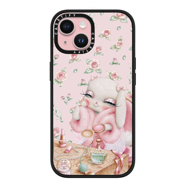 Trash Kitty Art x CASETiFY iPhone 15 ケース マットブラック インパクトケース MagSafe対応 Ballerina's Boudoir