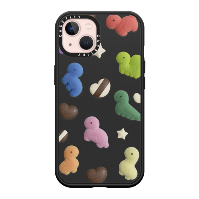 PETTYDUST x CASETiFY iPhone 13 ケース マットブラック インパクトケース MagSafe対応 Valentine with the Dinosaur Guardians