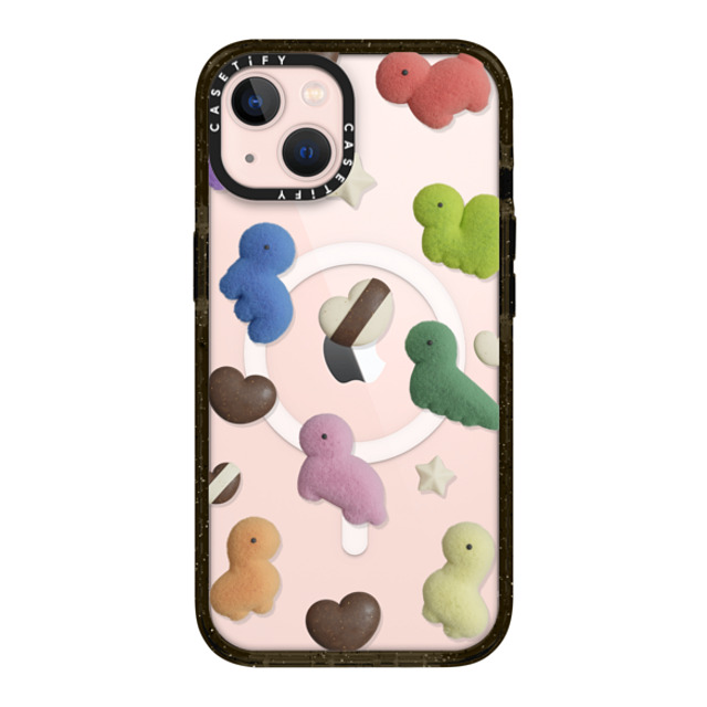 PETTYDUST x CASETiFY iPhone 13 ケース ブラック インパクトケース MagSafe対応 Valentine with the Dinosaur Guardians