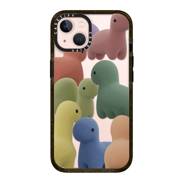 PETTYDUST x CASETiFY iPhone 13 ケース ブラック インパクトケース Sponge guardian dinosaur