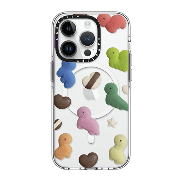 PETTYDUST x CASETiFY iPhone 14 Pro ケース クリア クリア ケース MagSafe対応 Valentine with the Dinosaur Guardians