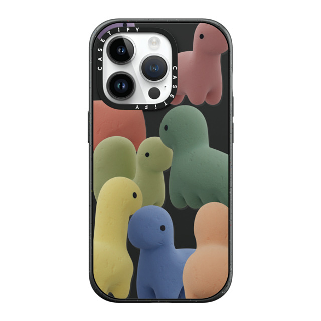 PETTYDUST x CASETiFY iPhone 14 Pro ケース マットブラック インパクトケース MagSafe対応 Sponge guardian dinosaur